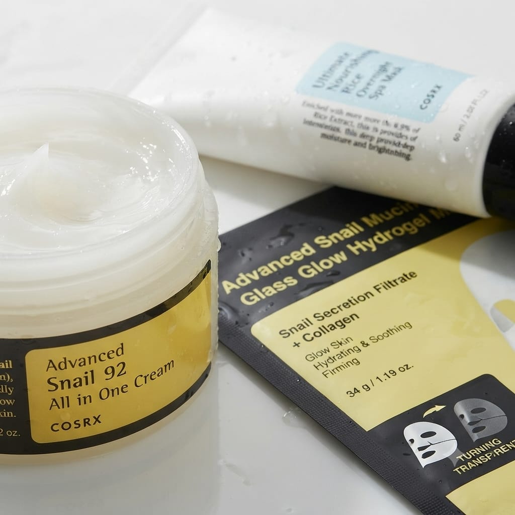 [COSRX] [Advanced Snail 92] Cream, Rice Overnight Mask & Hydrogel Sheet Mask Bundle