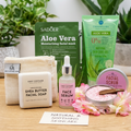 Natural Skincare Gift Set Cosy Cottage Serum Facial Scrub Soap Aloe Vera Gel Mask
