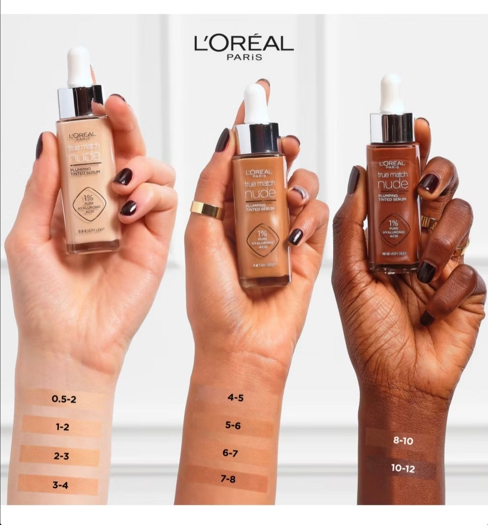 L'Oreal Paris True Match Nude Plumping Tinted Skin Serum, 1% Hyaluronic Acid