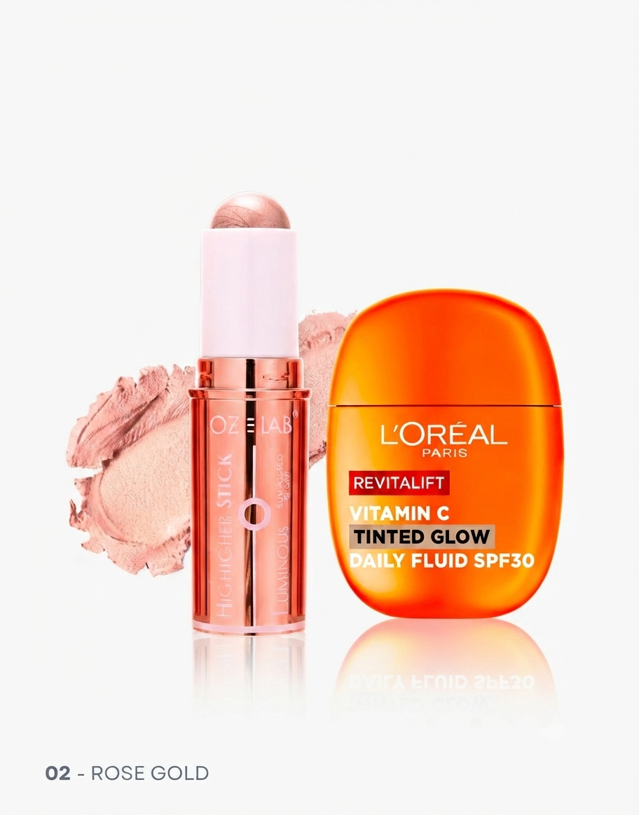 Revitalift Vitamin C Tinted Glow Fluid SPF 30 & OZ LAB Luminous Highlighter Stick Bundle